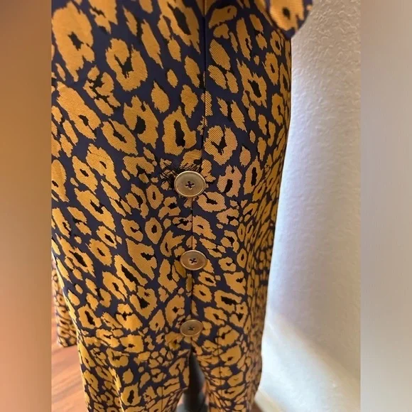 Zero+Maria Cornejo Lumi Cheetah Jacquard Ink Jet Apricot Blue & Copper dress -4 - Picture 4 of 10